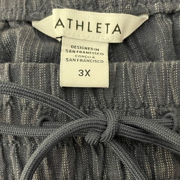 Athleta Retreat Wide Leg Linen High Rise Pants 3X Pull on Drawstring Vacation - Picture 9 of 12
